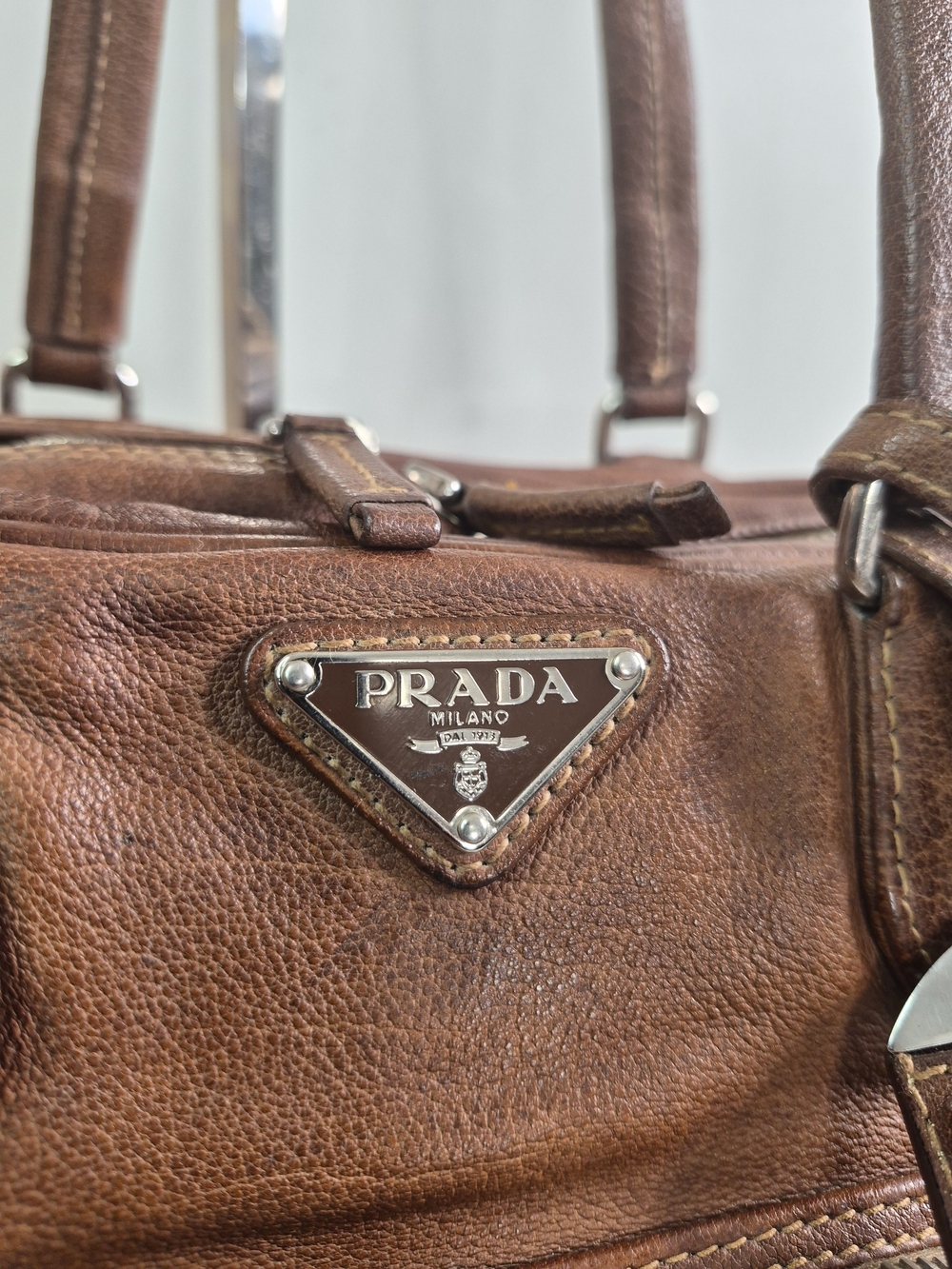 Prada Cargo Brown Leather Shoulder Bag - Picture 6 of 12